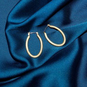 Brushed Gold Small Oval Hoop Earrings